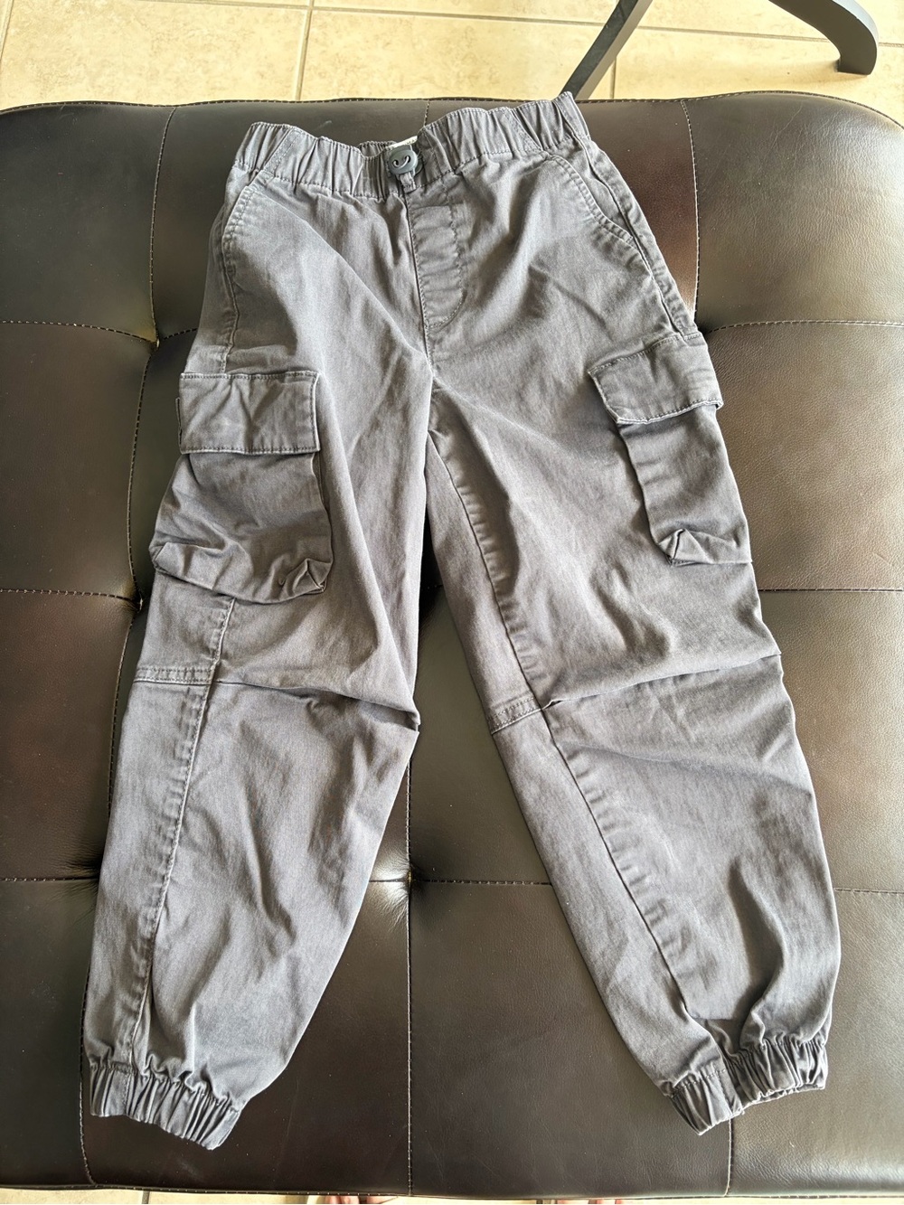 Primark Boy’s Gray Cargo Jogger Pants - Elastic Cuff Size 6/7
